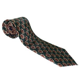 Tommy Hilfiger Vintage Silk Tie Geometric Abstract Burgundy/Green/Brown-WPL#2831